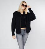 LEEZ Women Knit Zip Jacket - Black