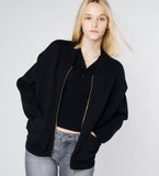 LEEZ Women Knit Zip Jacket - Black