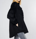 LEEZ Women Spread Collar Wool Coat - Black