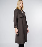 LEEZ Raglan Sleeve Mid-length Trench Coat Dark Gray