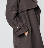 LEEZ Raglan Sleeve Mid-length Trench Coat Dark Gray