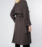 LEEZ Raglan Sleeve Mid-length Trench Coat Dark Gray