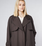 LEEZ Raglan Sleeve Mid-length Trench Coat Dark Gray