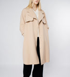 LEEZ Raglan Sleeve Mid-length Trench Coat Khaki