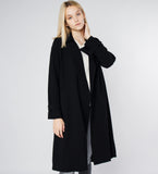 LEEZ Women Triacetate Mid-length Belted Trench Coat Black