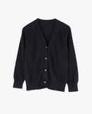 LEEZ Women V-Neck Cardigan in Wool - Black