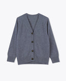 LEEZ Women V-Neck Cardigan in Wool - Ash Grey