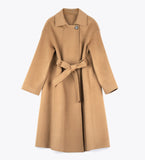 LEEZ Women Belted Wrap Wool Coat- Camel