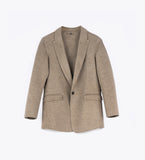 LEEZ Women One-Button Wool Blazer - Oatmeal