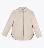 LEEZ Women Leather Shirt - Beige