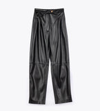 LEEZ Women Leather Pant - Black