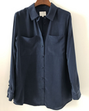 Leez Silk Shirt Navy