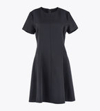 short-sleeve flare dress black