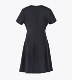 short-sleeve flare dress black