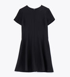 short-sleeve flare dress black