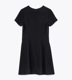 short-sleeve flare dress black