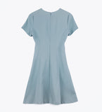 short-sleeve flare dress blue