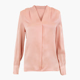 LEEZ V-Neck Mulberry Silk Shirt Pink