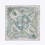 LEEZ Floral Paisley Print Square Silk Scarf - Green