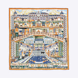 LEEZ La Palace Or Print Square Silk Scarf