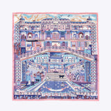 LEEZ La Palace Bleu Print Square Silk Scarf