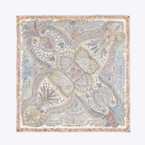 LEEZ Tan Floral Paisley Print Square Silk Scarf