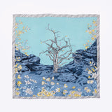 LEEZ Tree On The Rock Print Square Silk Scarf - Noir