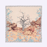 LEEZ Tree On The Rock Print Square Silk Scarf - Jour