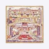 LEEZ La Palace Rouge Print Square Silk Scarf