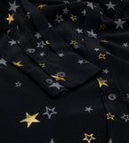 Leez Silk Shirt Bronzing Star Print Black