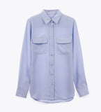 Leez Mulberry Silk Shirt Light Blue