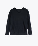 LEEZ Women Cashmere V-Neck Sweater - Black