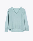 LEEZ Women Merino Wool V-Neck Sweater - Tidewater Teal