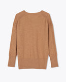 LEEZ Women Cashmere V-Neck Sweater - Camel