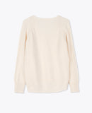 LEEZ Women Merino Wool V-Neck Sweater - Ivory