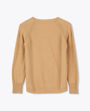 LEEZ Women Merino Wool V-Neck Sweater - Camel