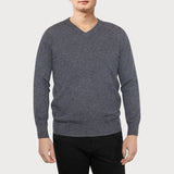 Men Cashmere V-neck Dark Gray Sweater