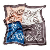 LEEZ Assorted-colors Paisley Print Square Silk Scarf - Brown