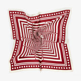 LEEZ Scarlet Striped Square Silk Scarf