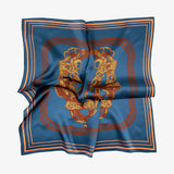 LEEZ Border Print Square Silk Scarf - Spruce