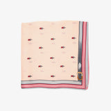 LEEZ Pink Rose Print Square Silk Scarf