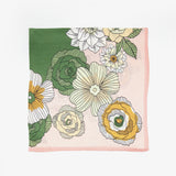 LEEZ Floral Patch Print Square Silk Scarf - Pink