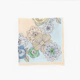 LEEZ Floral Patch Print Square Silk Scarf - Blue