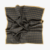 LEEZ Butterfly Noir Print Square Silk Scarf - Gold