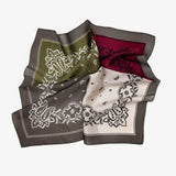 LEEZ Paisley in Four Colors Square Silk Scarf