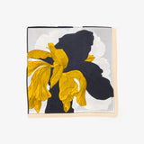 LEEZ Ceylon Yellow & Blue Floral Print Square Silk Scarf