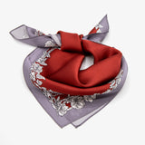 LEEZ Scarlet Floral Print Square Silk Scarf