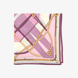 LEEZ Pink Belt Print Square Silk Scarf